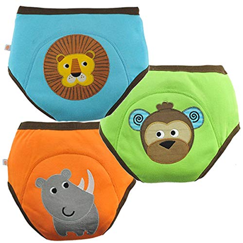ZOOCCHINI Toddler 3-Pack Potty Training Pants - Soft Organic Cotton Underwear with Absorbent Padding and Fun Designs, Safari Friends 2T-3T - Image 1