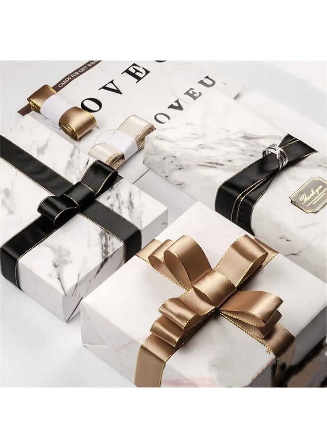 Zeemey 5 Rolls of Gold-Edged Double-Sided Satin Ribbon, 0.86 inch x 5.5 yards (Total 27.5 yards), Assorted Colors - Perfect for Wedding Bouquets, Gift Wrapping, Hair Accessories, Party Decorations  - Image 3