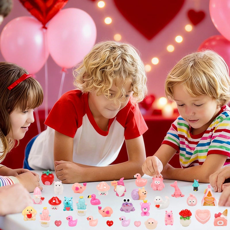 FOIMAS 40pcs Mini Resin Valentine's Day Figures, Valentine Mini Resin Animals Love Heart Figurines for Home Decoration - Image 5