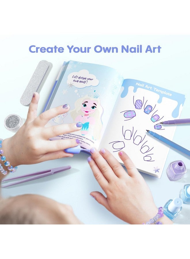 Tomons Kids Nail Polish Set For Girls, Non Toxic Nail Polish Art Kit For Kids Ages 7-12, Frozen Toys Gifts For 8 9 10 11 12 Girl, Bracelets, Glitter, Sequins, Stickers - 8 Colors - Image 2