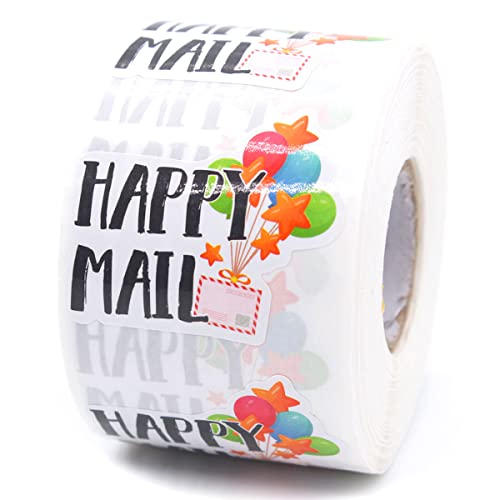 Kaecery Cute Happy Mail Stickers,Small Business Sticker for Mail Envelopes Shipping Package Packing 500 PCS - Image 1