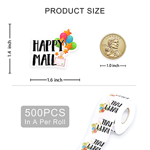 Kaecery Cute Happy Mail Stickers,Small Business Sticker for Mail Envelopes Shipping Package Packing 500 PCS - Image 2