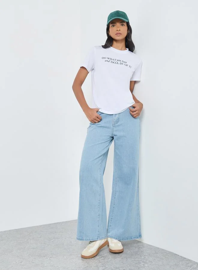 Take Two White Regular Fit Slogan T-Shirt