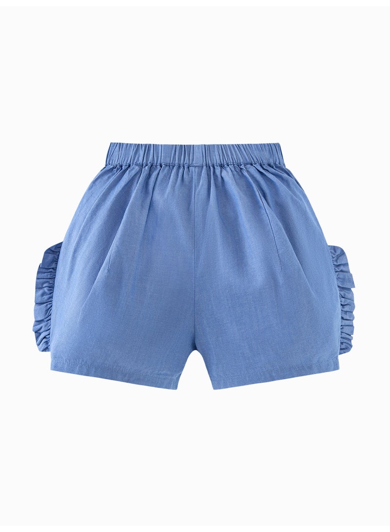 mini bala Girls Toddler Casual Elastic Waist Delicate Ruffled Shorts Soft Breathable Lightweight Comfortable Summer New Style Flowy Loose - Fitting Daily Wear Children's Fashion Shorts - Image 5