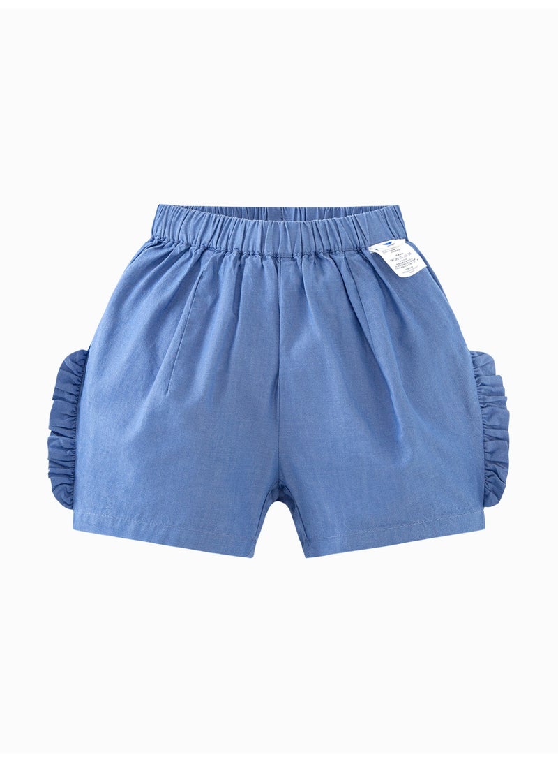 mini bala Girls Toddler Casual Elastic Waist Delicate Ruffled Shorts Soft Breathable Lightweight Comfortable Summer New Style Flowy Loose - Fitting Daily Wear Children's Fashion Shorts - Image 4