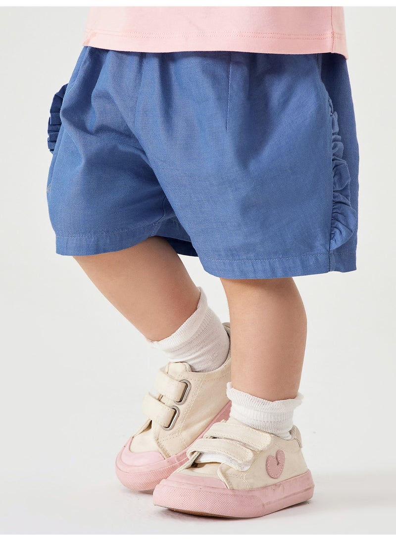 mini bala Girls Toddler Casual Elastic Waist Delicate Ruffled Shorts Soft Breathable Lightweight Comfortable Summer New Style Flowy Loose - Fitting Daily Wear Children's Fashion Shorts - Image 2