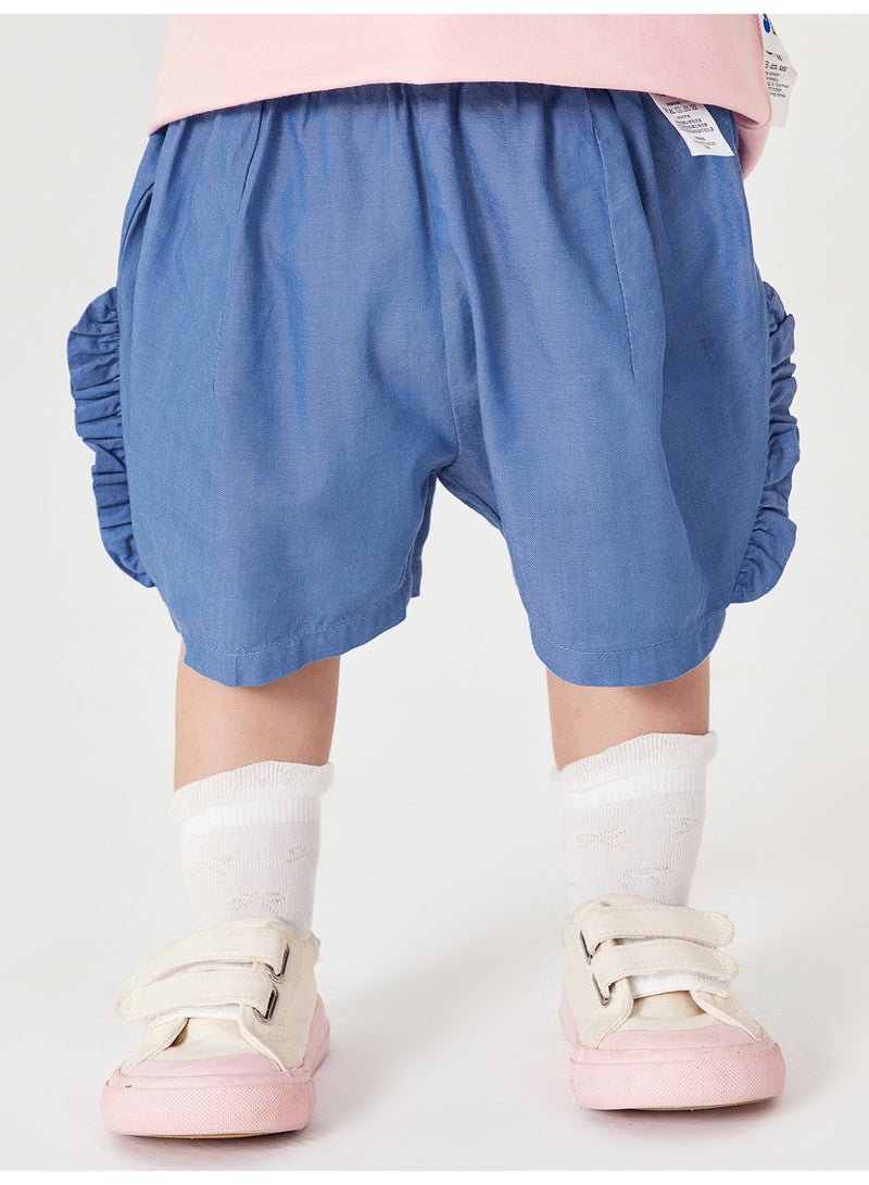 mini bala Girls Toddler Casual Elastic Waist Delicate Ruffled Shorts Soft Breathable Lightweight Comfortable Summer New Style Flowy Loose - Fitting Daily Wear Children's Fashion Shorts - Image 1