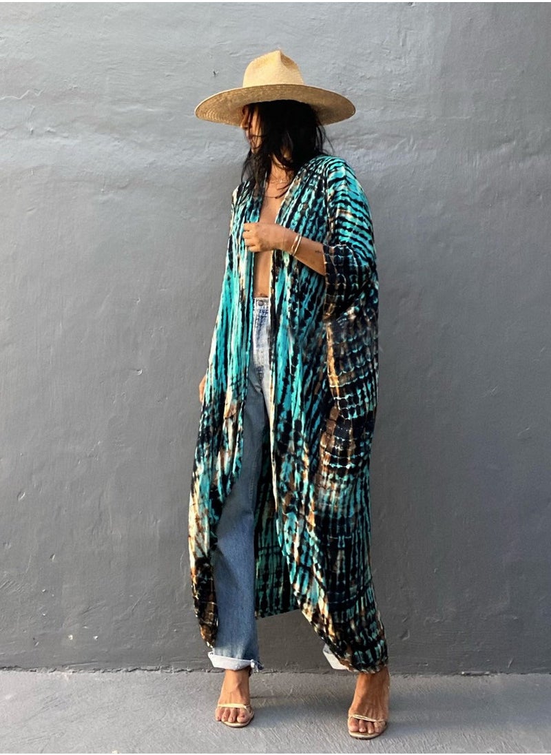 Stylish Tie Dye Open Front Long Kimono Swimsuit Cover Up for Women, Perfect Beach Resort Vacation Swimwear Shawl - pzsku/Z222F1B25471B036D54EEZ/45/_/1739544412/de349453-9895-4509-baf3-fee188865477