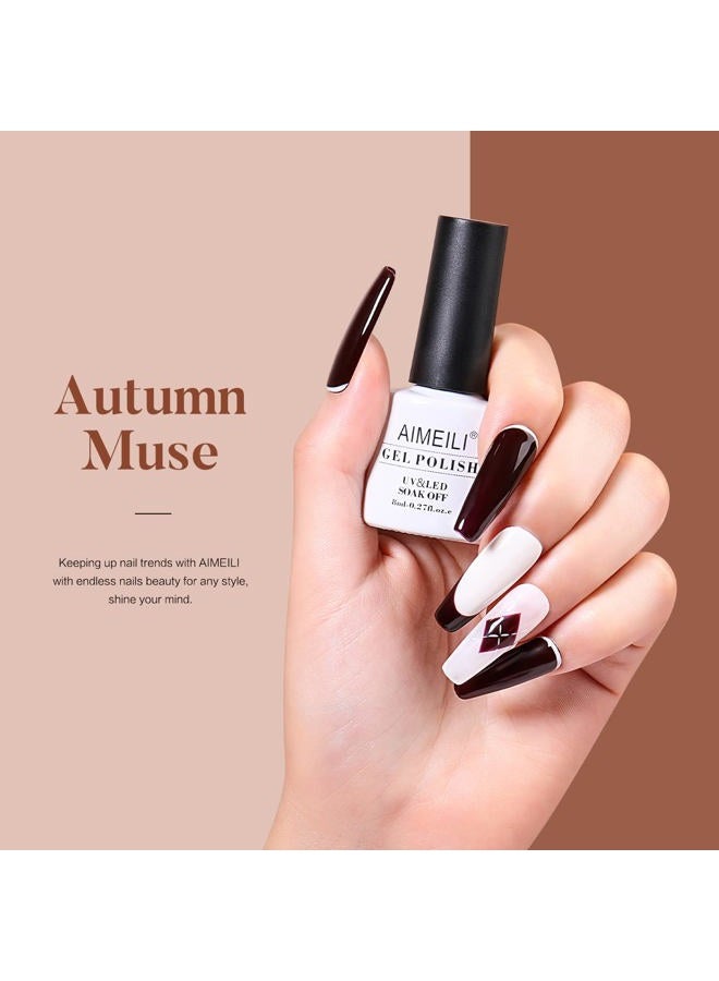 AIMEILI Fall Gel Nail Polish Red Glitter Emerald Green Black Golden Nail Polish Gel Gifts for Women, Set of 12pcs X 8ml - Kit Set 5 - Image 4