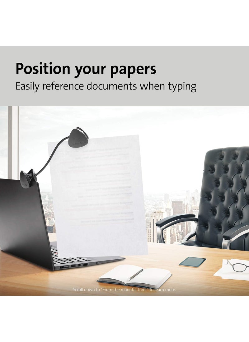Kensington Kensington Document Holder for Typing for Laptops and Monitors Flex Clip Copyholder Typing Stand Document Holder Office Paper Clip Holder Compact Paper Holder Stand Black 934 Wide K62081BF  - Image 3