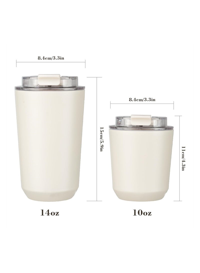 SYOSI Stainless Insulated Tumblers with Lid, Vacuum Insulated Travel Mug Water Coffee Cup, Leak Proof Reusable Double Walled Coffee Tumbler for Iced and Hot Drinks (250ml, White) - Image 2