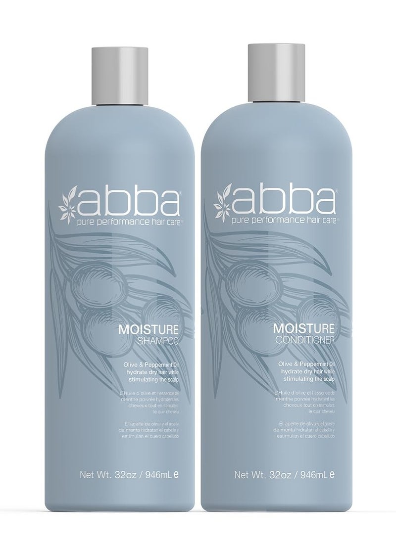 ABBA ABBA - Pure Moisture Shampoo & Conditioner Duo - Olive Butter & Peppermint Oil, 32 fl oz Each  - Image 1