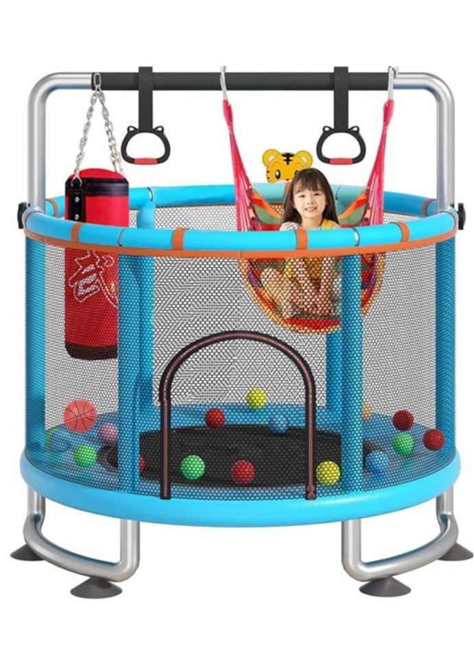 ترامبولين للأطفال، ترامبولين داخلي وخارجي بطول 5 أقدام، قضبان جمباز قابلة للتعديل، ترامبولين للأطفال والكبار مع شبكة مغلقة للأولاد والبنات وهدايا عيد الميلاد - Image 1