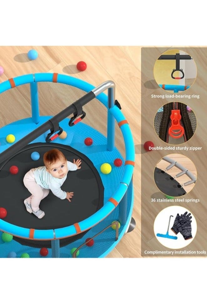 ترامبولين للأطفال، ترامبولين داخلي وخارجي بطول 5 أقدام، قضبان جمباز قابلة للتعديل، ترامبولين للأطفال والكبار مع شبكة مغلقة للأولاد والبنات وهدايا عيد الميلاد - Image 4