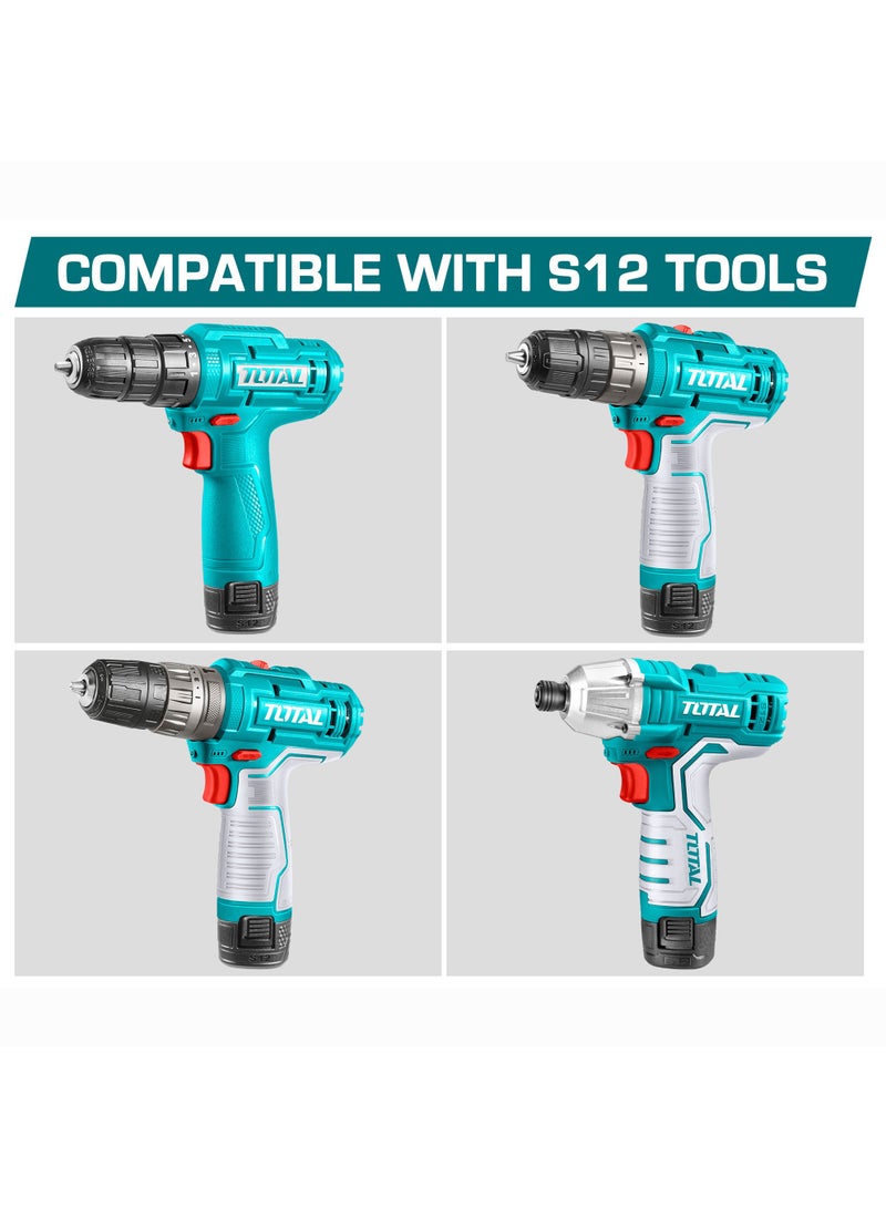 TOTAL 12V Lithium-Ion 1.5Ah Replacement Battery Pack with USB Type-C Charging - Universal S12 Series Compatible Battery for Cordless Drills & Tools - TBLI12153 - Image 2