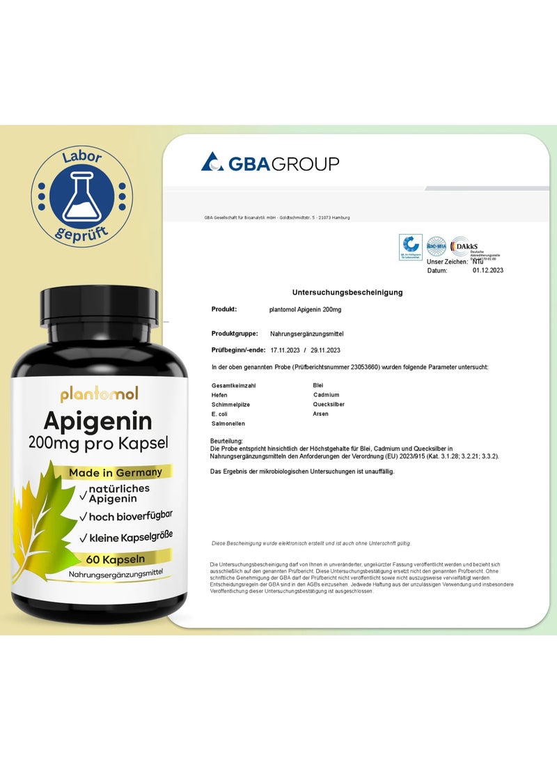 Plantomol Apigenin 200mg per Capsule For enhancing focus and improving sleep quality. 60 Capsules - Image 2