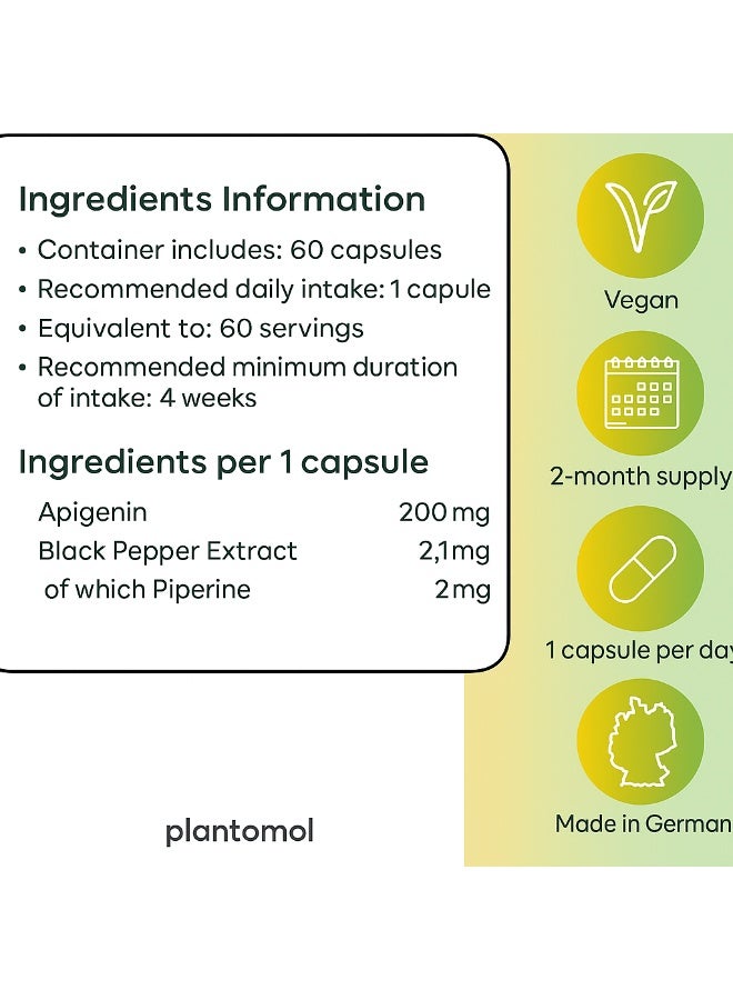Plantomol Apigenin 200mg per Capsule For enhancing focus and improving sleep quality. 60 Capsules - Image 4