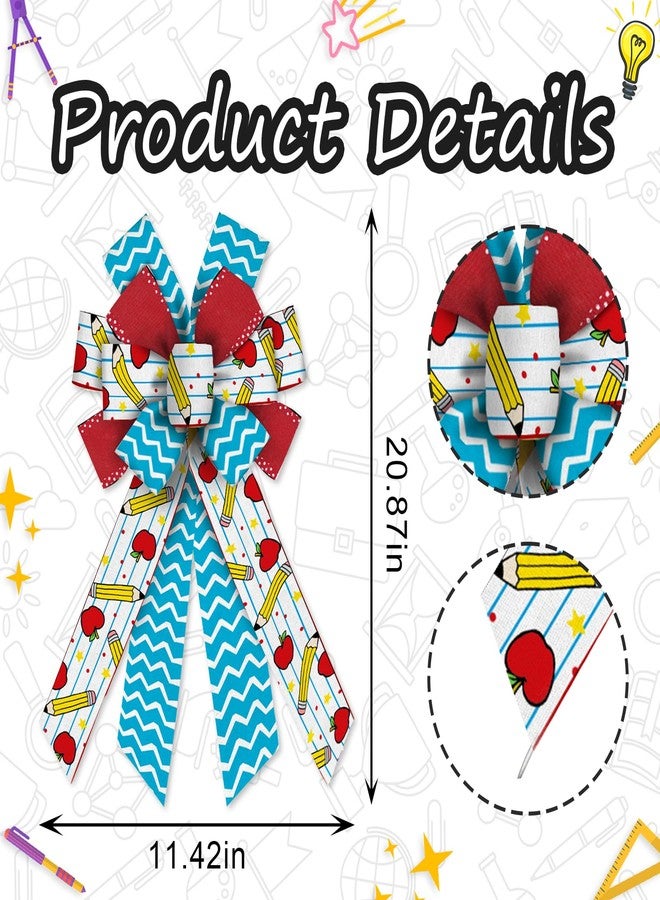On-Airstore أقواس كبيرة لتزيين أكاليل العودة إلى المدرسة، أقواس من الكتان والخيش بلون أزرق تفاحي مموج، أقواس لتزيين قمة شجرة عيد الميلاد بطابع مدرسي، زينة داخلية وخارجية، لوازم تزيين أكاليل الزهور - Image 2