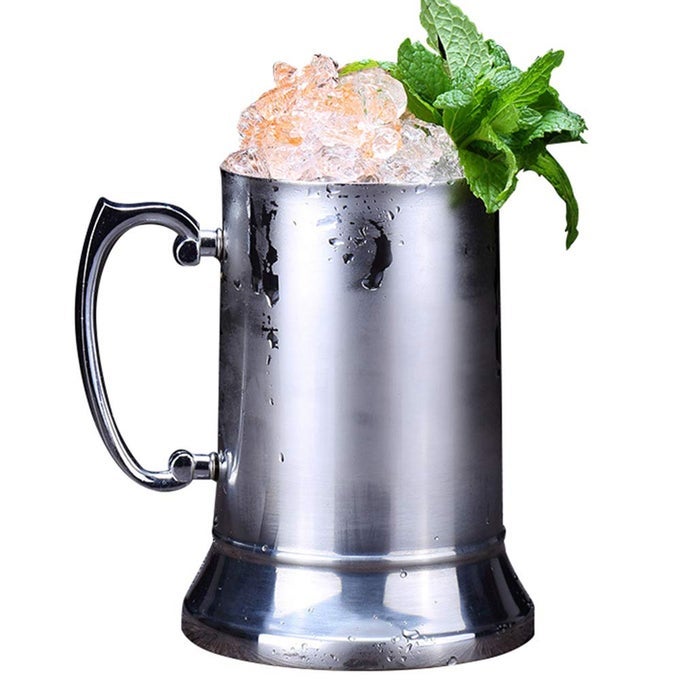 20OZ DOUBLE WALL 188 STAINLESS STEEL TANKARD BEER MUG SHAKER PATENTED MOULD DESIGN ENJOY FAVOURITE BEER DRINKS STYLE HANDLE IN SILVER