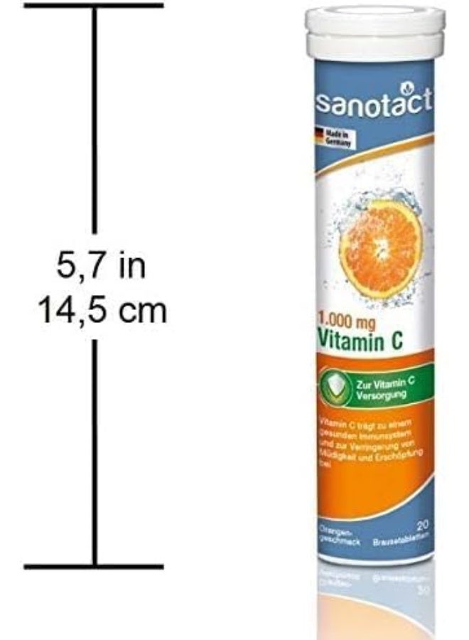 Sanotact 1,000 mg Vitamin C Effervescent Tablets, Orange Flavour, Dietary Supplement, Vegan, Only 1x Daily, Pack of 20 - Image 4