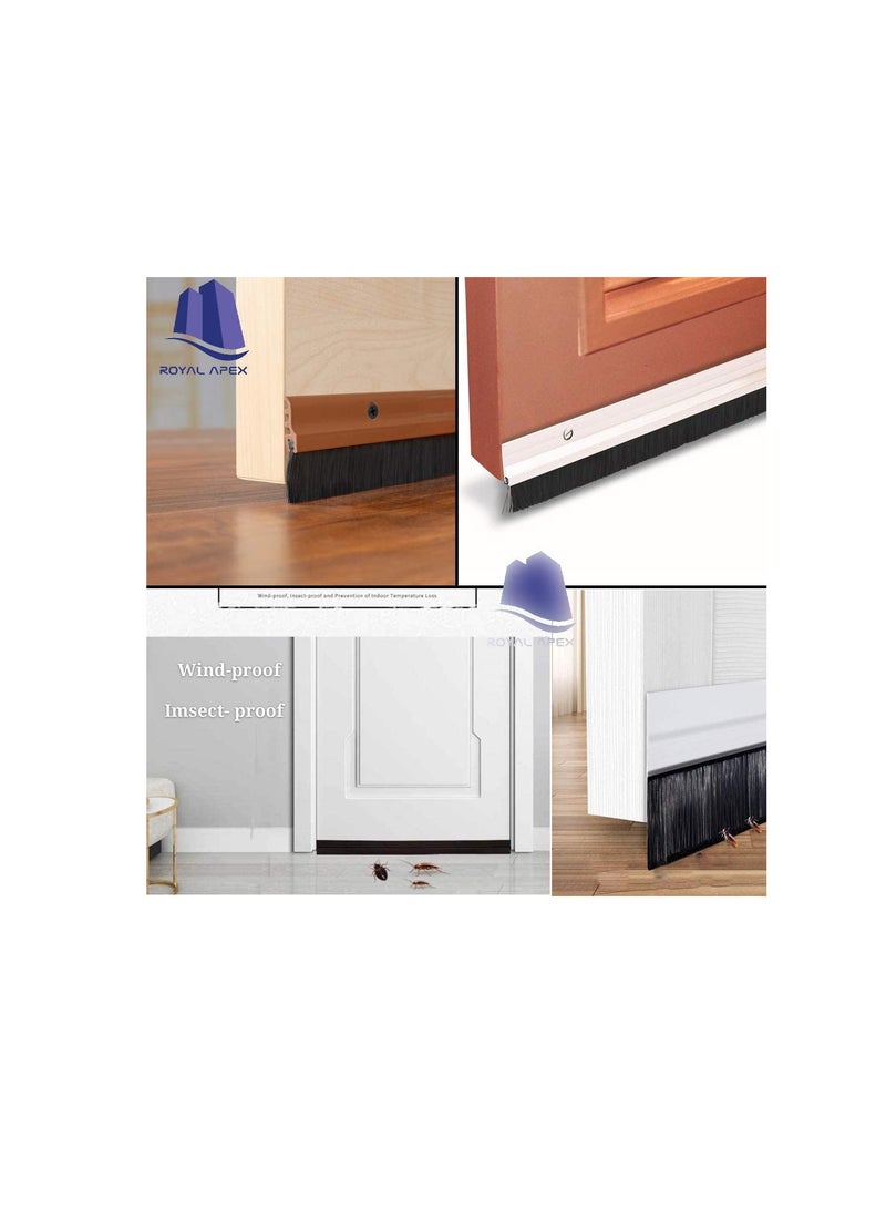 Door Bottom Brush & Rubber Seal with Screw for Exterior/Interior Doors, Insulation Door Seal Sound Proof Under Door Draft Blocker- Keeping Noise Repellent & Dust (90cm, Rubber Brown) - Image 3