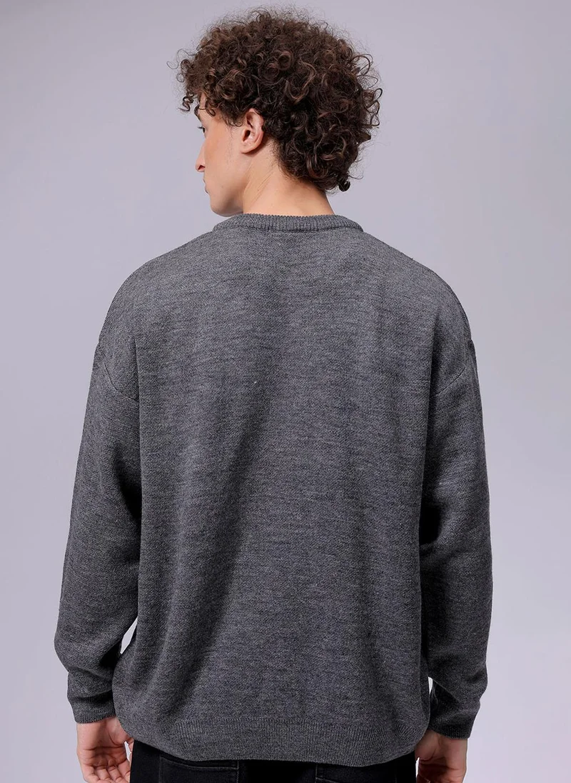 The Indian Garage Co Men Oversized Graphic Crew Neck Sweater