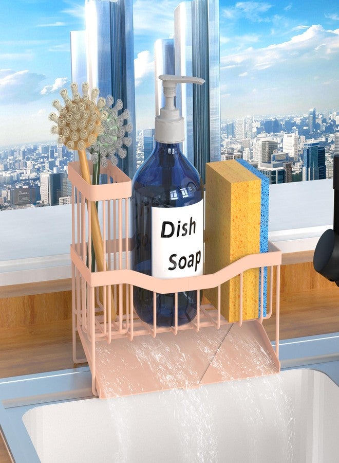 Fssvcd Maifan Sink Caddy Sponge Holder for Kitchen with Brush Holder and Stainless Steel Self Drain Tray, Rustproof Kitchen Sink Organizer for Sponge, Soap Dispenser Storage Accessories Pinky White - Image 1
