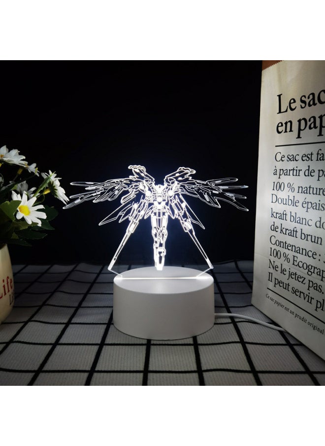Generic - Robot Mobile Soldier Gundam Nightlight Bedroom Atmosphere Light Desktop Ornaments Cold Door Gizmos Birthday Gift-Color:16-color Crackle Base + Remote Control-Specification:Flying Wing Zero Gundam - Image 1