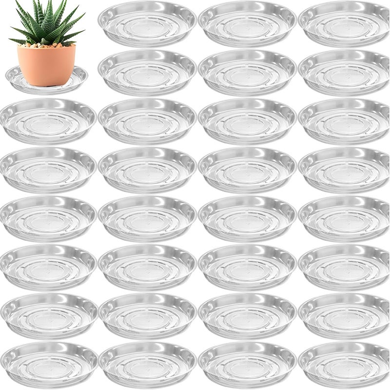 Planterhoma 30 Packs 12 Inches Large Clear Plant Saucers for Indoor Outdoor Use Heavy Duty Plastic Plant Trays for Planter Bulk Flower Pot Drip Trays to Catch Water, 4 to 20 Inch - Image 1