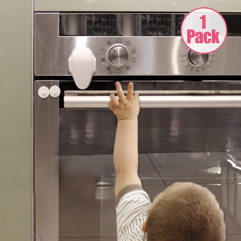 EUDEMON 1 Pack Childproof Oven Door Lock Oven Front Lock Easy to Install HeatResistant Material no Tools Need or Drill WhiteONLY for Flat Surface - Image 2