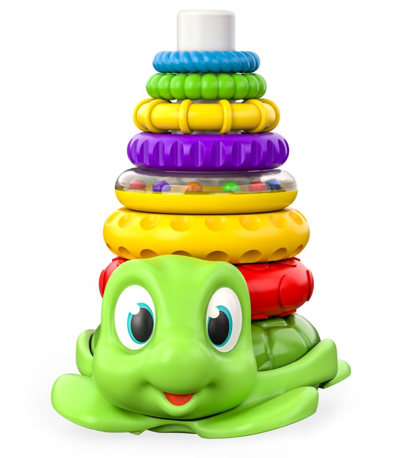 Move2Play Stacking Toy Includes 7 Unique Rings Montessori Development Baby Toy Gift for 1 Year Old Boys Girls Ages 06 9 10 12 18 Months Turtle Stacker - Image 2