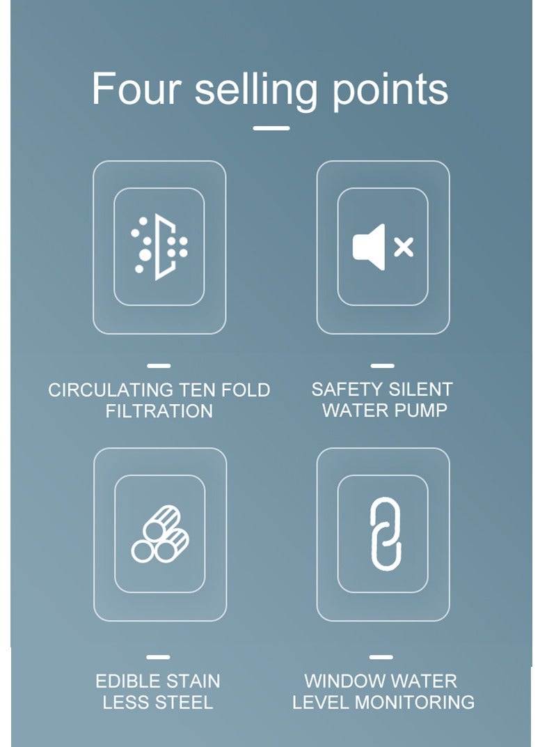 فورتي موزع مياه أوتوماتيكي من الفولاذ المقاوم للصدأ من الفولاذ المقاوم للصدأ 84 أونصة / 2.5 لتر مع مستوى ماء مناسب لكلاب القطط - Image 5