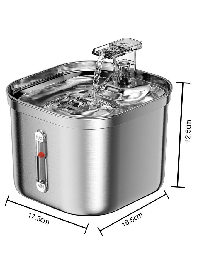 فورتي موزع مياه أوتوماتيكي من الفولاذ المقاوم للصدأ من الفولاذ المقاوم للصدأ 84 أونصة / 2.5 لتر مع مستوى ماء مناسب لكلاب القطط - Image 4