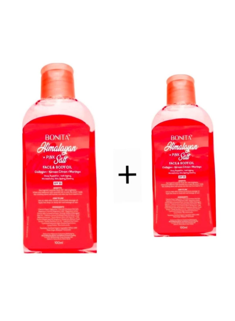 بونيتا زيت بونيتا بملح الهيمالايا الوردي، يغمر وجهك وجسمك بنعومة لا تُنسى وإشراقة مكون من قطعتين - Image 1
