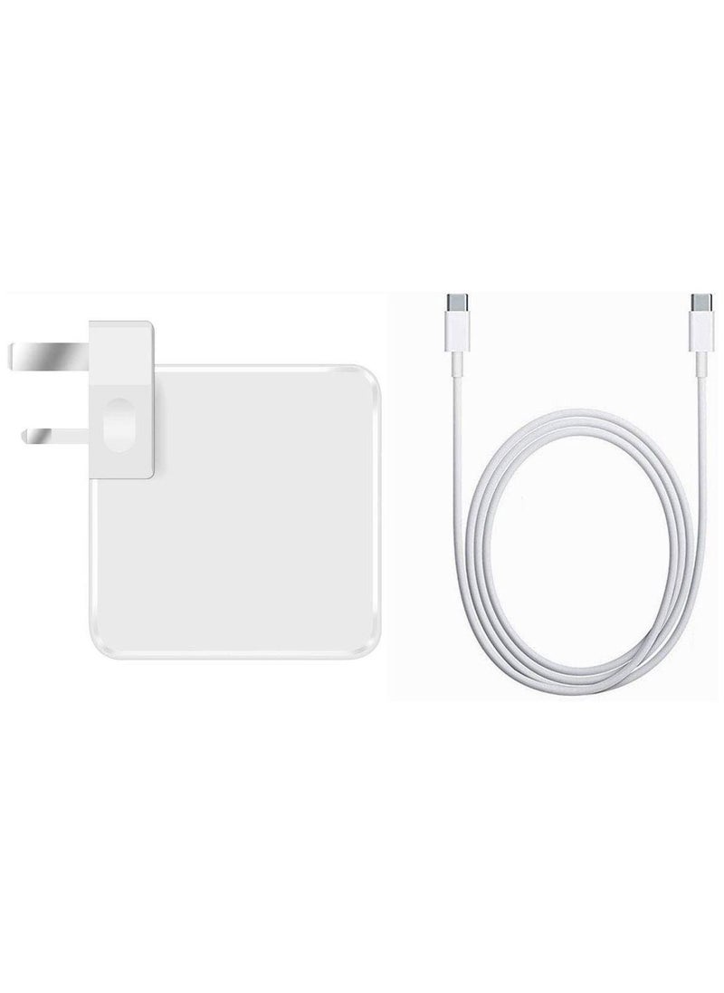 Generic - Usb Type C Wall Plug Power Adaptor Pd Charger Replacement 61W With 200Cm Cable For Macbook Pro 13 Inch And Type C Mobile And Iphone White - Image 1