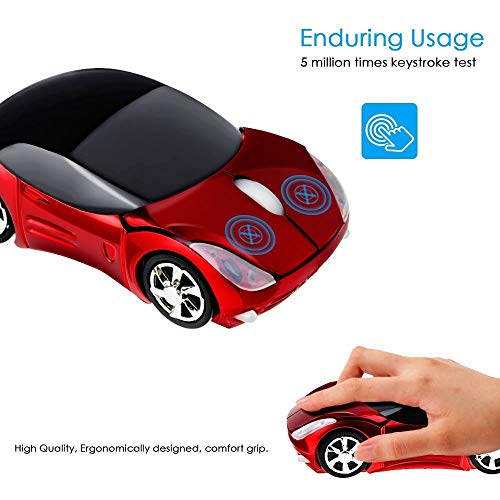 MICROWARE Car Shaped 2.4GHz Wireless Mouse USB Receiver for PC Laptop Notebook - Red - Image 2