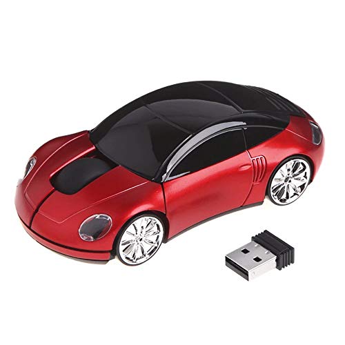 MICROWARE Car Shaped 2.4GHz Wireless Mouse USB Receiver for PC Laptop Notebook - Red - Image 1