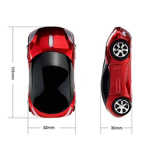 MICROWARE Car Shaped 2.4GHz Wireless Mouse USB Receiver for PC Laptop Notebook - Red - Image 3