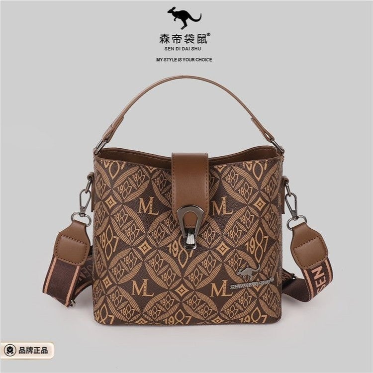 Light Luxury Texture Portable Bucket Bag Women'S Large Capacity Shoulder Bag Fashion Printed Simple Crossbody Bag - Image 1