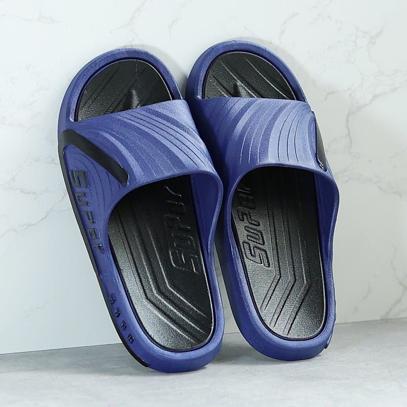 Slip-on Slippers Mens Summer Special Wear-resistant Indoor Autumn Thick-soled Slippers Home Non-slip Deodorant PVC Slippers 886 blue thick bottom 