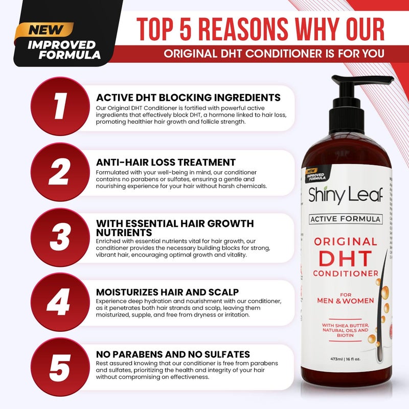 Shiny Leaf DHT Blocker Conditioner with Rosemary Leaf Oil for Hair Growth, Softer & Smoother Hair, Paraben & Sulfate Free, 16 oz - Image 2