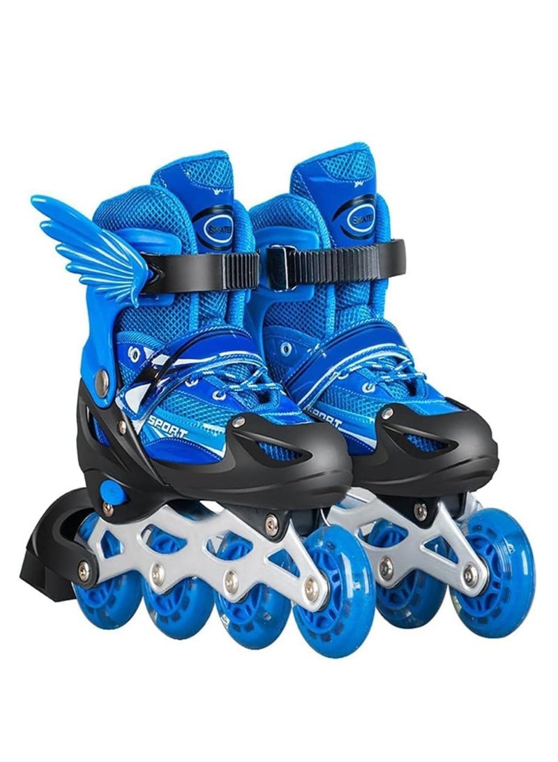 UKR Blue Kids Rollerblades for Boys and Teens – Inline Skating Shoes with Adjustable Size and Rainbow LED Wheels 4-9 years  ( 33-38 EU ) Medium - Image 2