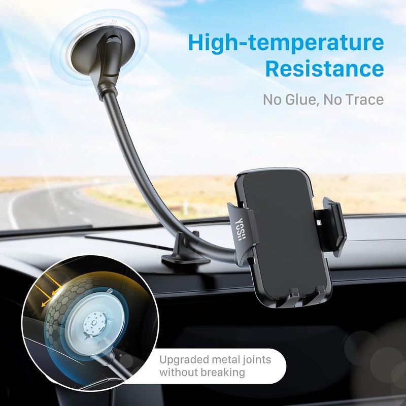 YOSH Adjustable Windscreen Car Phone Holder with Long Arm Gooseneck & Strong Suction Cup - Image 2