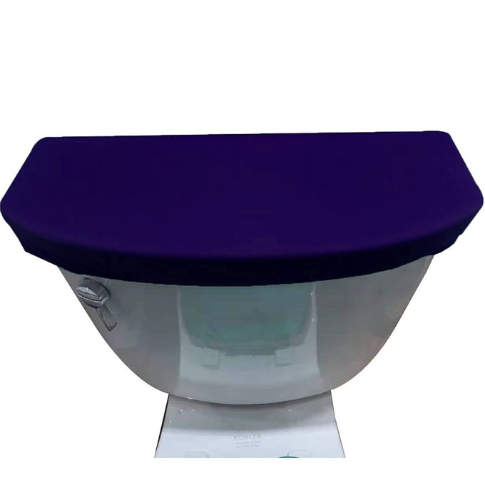 VELVET TOILET TANK COVER SOFT AND ABSORBENT COMFORTABLE BATHROOM TOILET TANK LID TO FIT DIFFERENT SIZES OF TOILET TANK NAVY BLUE