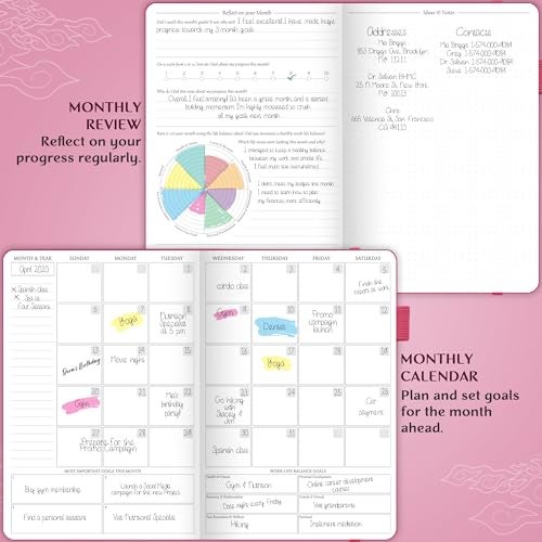 Legend Planner Hourly Schedule Edition – Deluxe Weekly & Daily Organizer with Time Slots. Time Management Appointment Book Journal for Work & Personal Life, Undated, A5 Hardcover – Hot Pink, Gold Foil - Image 4