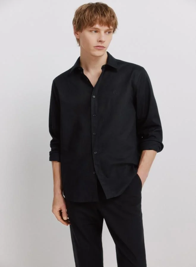 Springfield  Linen/cotton drawstring elasticated waistband welt back pockets front coin pocket Comfort Slim fit trousers for Men | Best Price UAE