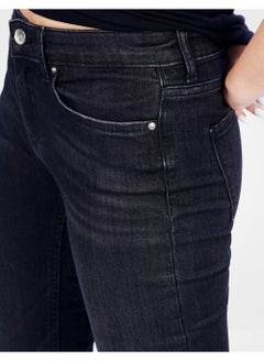 Web Denim Web Denim Black Stretchable Flair Bottom Denim Pant Fashionable Comfort Fit Cotton Regular Jeans With Pockets For Women  - Image 3