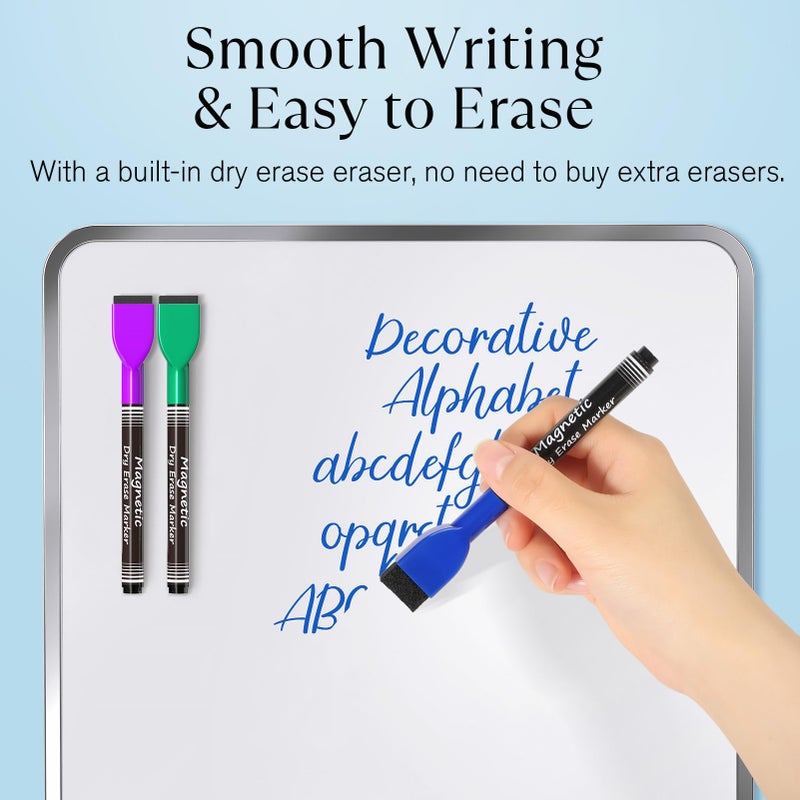 MaxGear Dry Erase Markers Fine Tip with Eraser, Assorted Color Magnetic Whiteboard Markers Erasable Fine Point Low Odor for White Board, School Supplies for Classroom, Home, Office, 8 Count - Image 5