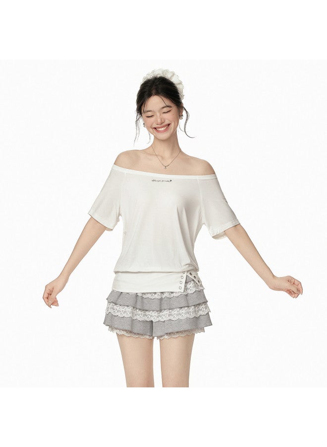 EPTISON تي شيرت نسائي بدون أكتاف 2025 صيف جديد ريترو ضيق الخصر بلوزة قصيرة مزينة بألوان وخطوط تطريز بدون أكمام - Image 2