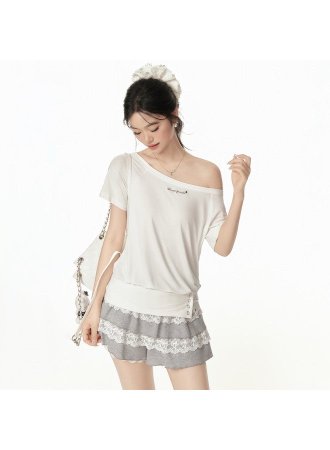 EPTISON تي شيرت نسائي بدون أكتاف 2025 صيف جديد ريترو ضيق الخصر بلوزة قصيرة مزينة بألوان وخطوط تطريز بدون أكمام - Image 3